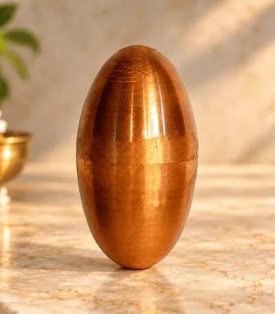 Copper Lingam 6 inch with a traditional copper finish